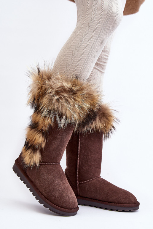 Stilingi šilti sniego batai iš zomšos rudos spalvos Balvin