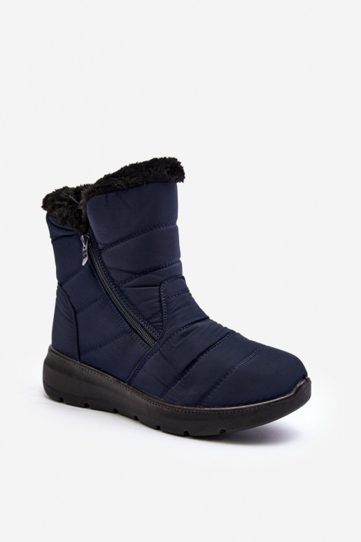 sniego batai   su užtrauktukais su kailiuku tamsiai mėlynos spalvos Zeuna
