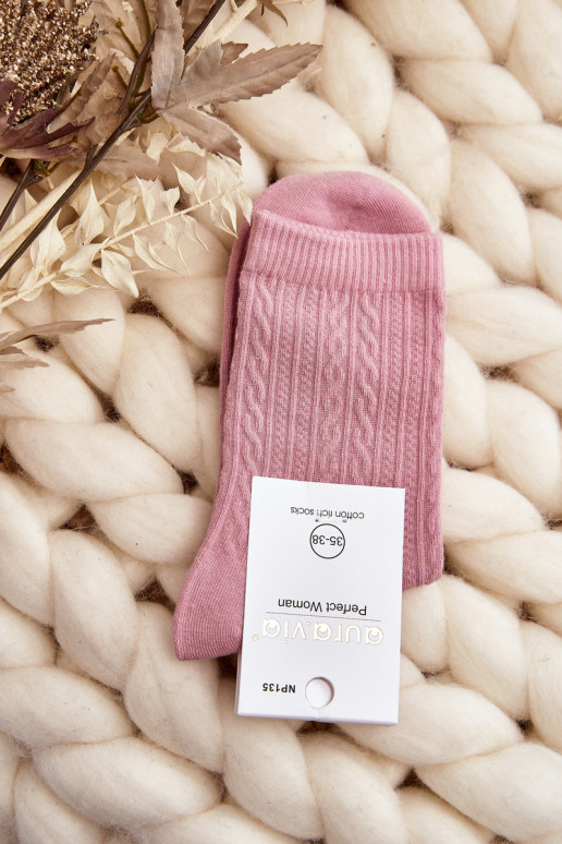   Medvilninės kojinės su įspaudu rožinės spalvos