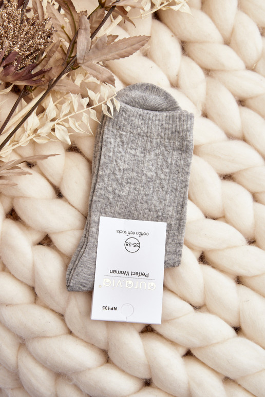   Medvilninės kojinės su įspaudu pilkos spalvos