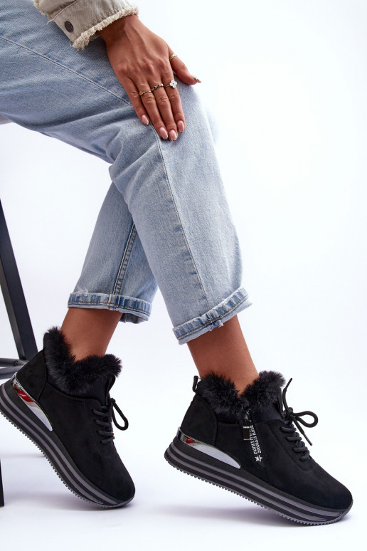 sportiniai bateliai su platforma su kailiuku juodos spalvos Jamarie