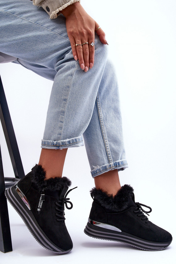 sportiniai bateliai su platforma su kailiuku juodos spalvos Jamarie