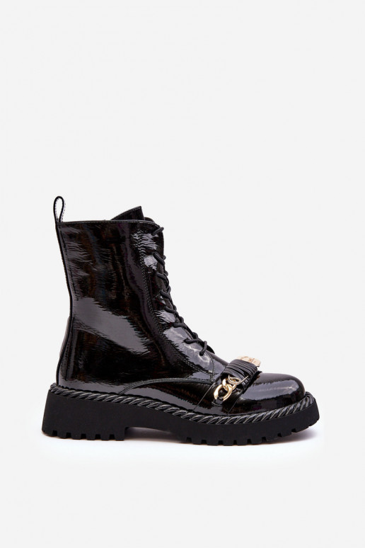   su lako efektu masyvūs aulinukai su ornamentais juodos spalvos S.Barski MR870-67