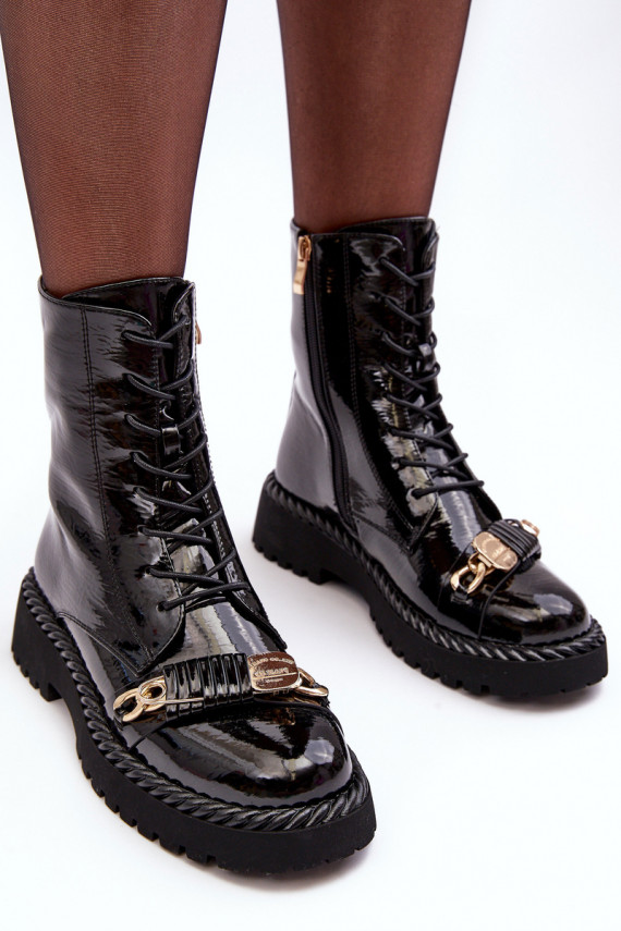   su lako efektu masyvūs aulinukai su ornamentais juodos spalvos S.Barski MR870-67