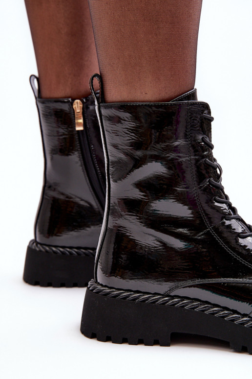   su lako efektu masyvūs aulinukai su ornamentais juodos spalvos S.Barski MR870-67