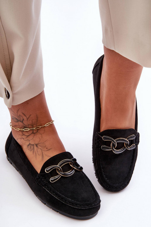 Elegantiški zomšiniai mokasinailygiapadžiaij Podeszwie juodos spalvos Appia