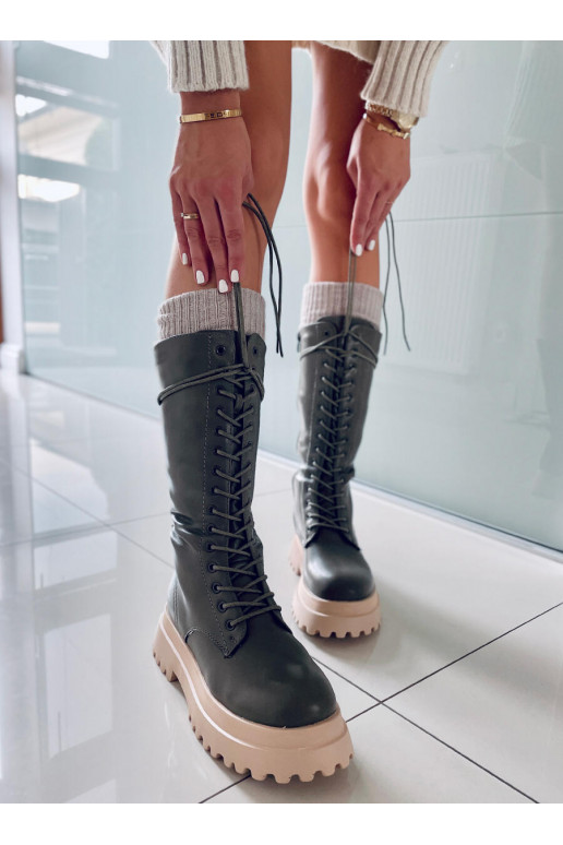 ilgaauliai batai su raištukais ZONA GREEN