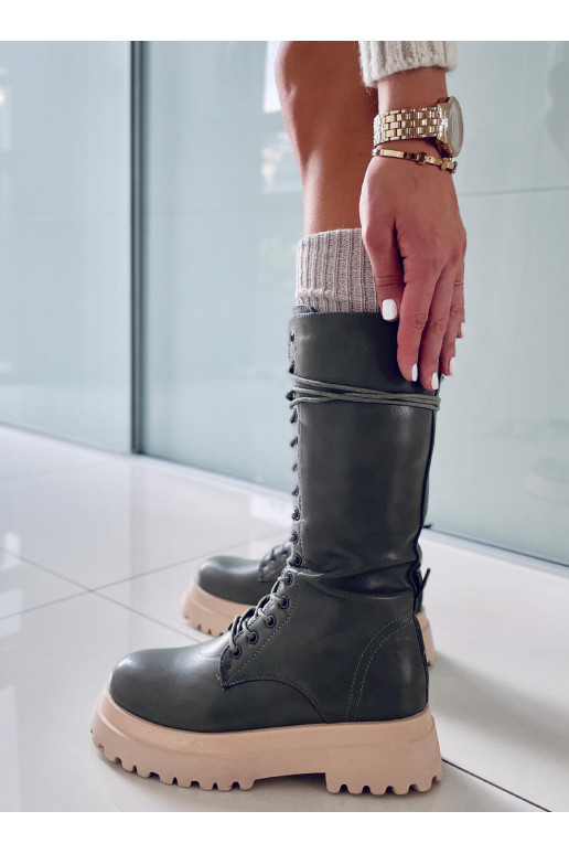 ilgaauliai batai su raištukais ZONA GREEN