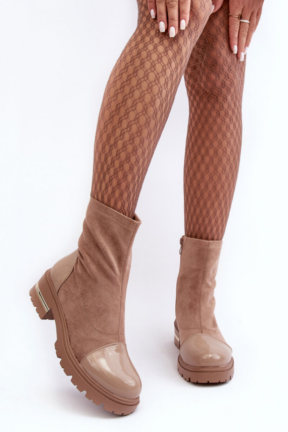   Klasikinio modelio Aulinukai su plačiais kulniukais smėlio spalvos Shendete