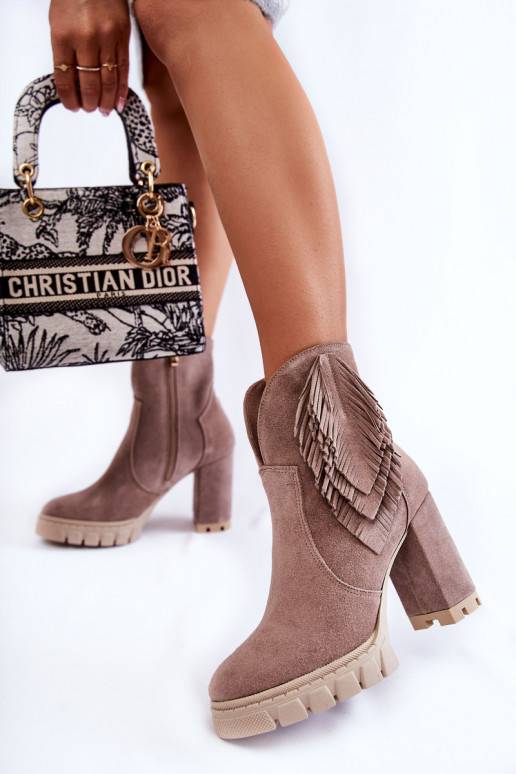 iš zomšos Aulinukai su platforma  Shoes 3251 kapučino spalvos