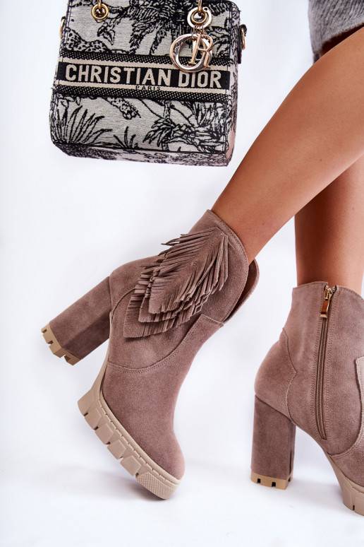 iš zomšos Aulinukai su platforma  Shoes 3251 kapučino spalvos