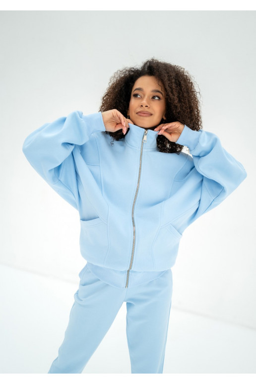 Based - Baby blue oversize megztinis su užtrauktuku