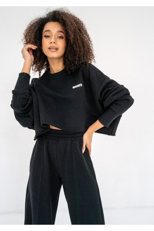 Shore Crop – juodas crop oversize megztinis