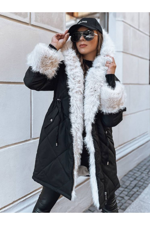 Moteriška žieminė striukė juodos spalvos