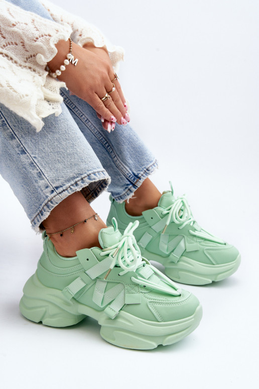Sneakers modelio batai   su madingais masyviais padais žalios spalvos Windamella