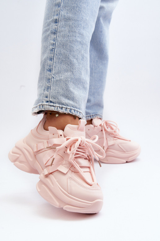 Sneakers modelio batai   su madingais masyviais padais rožinės spalvos Windamella