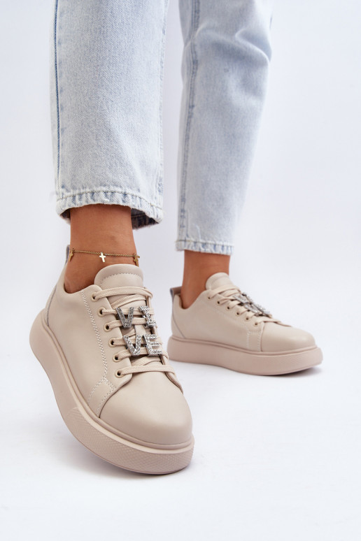   Sneakers modelio batai   su gražiomis detalėmis smėlio spalvos Dysuria