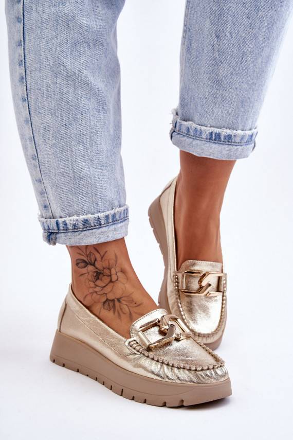   Mokasinai su platforma su ornamentais aukso spalvos Desmond