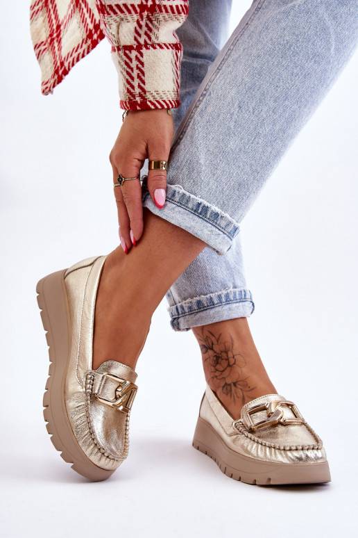   Mokasinai su platforma su ornamentais aukso spalvos Desmond