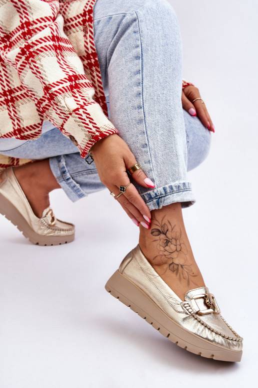   Mokasinai su platforma su ornamentais aukso spalvos Desmond