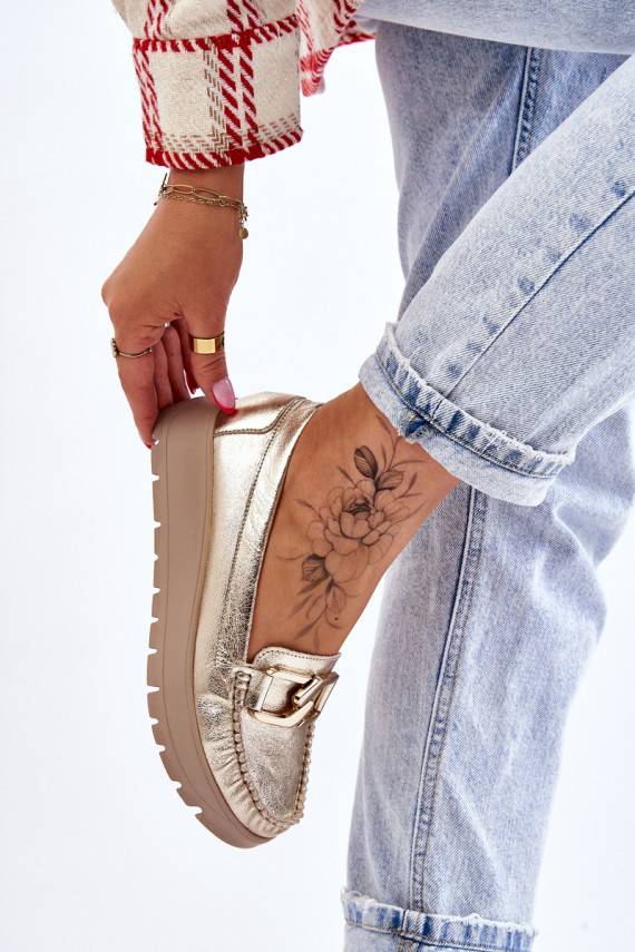   Mokasinai su platforma su ornamentais aukso spalvos Desmond