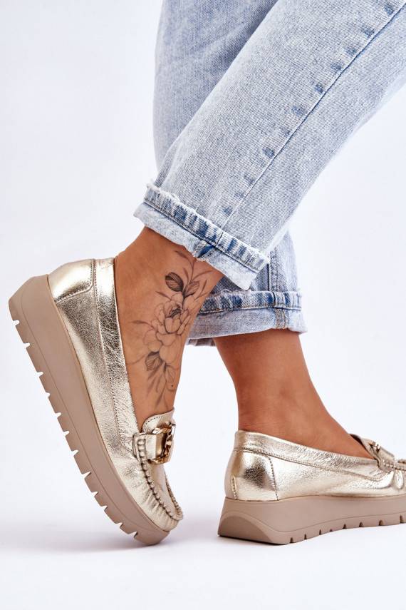   Mokasinai su platforma su ornamentais aukso spalvos Desmond