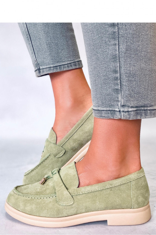 Zomšiniai mokasinai žalsvos spalvos