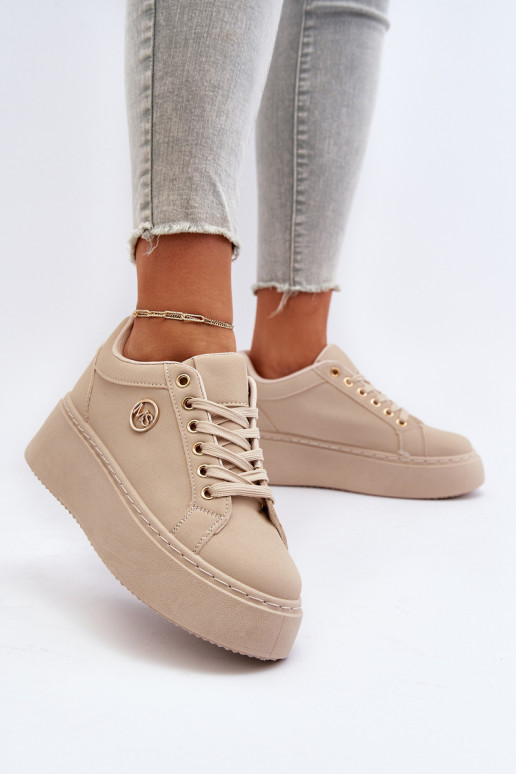  Sneakers modelio batai   su platforma smėlio spalvos Telirra
