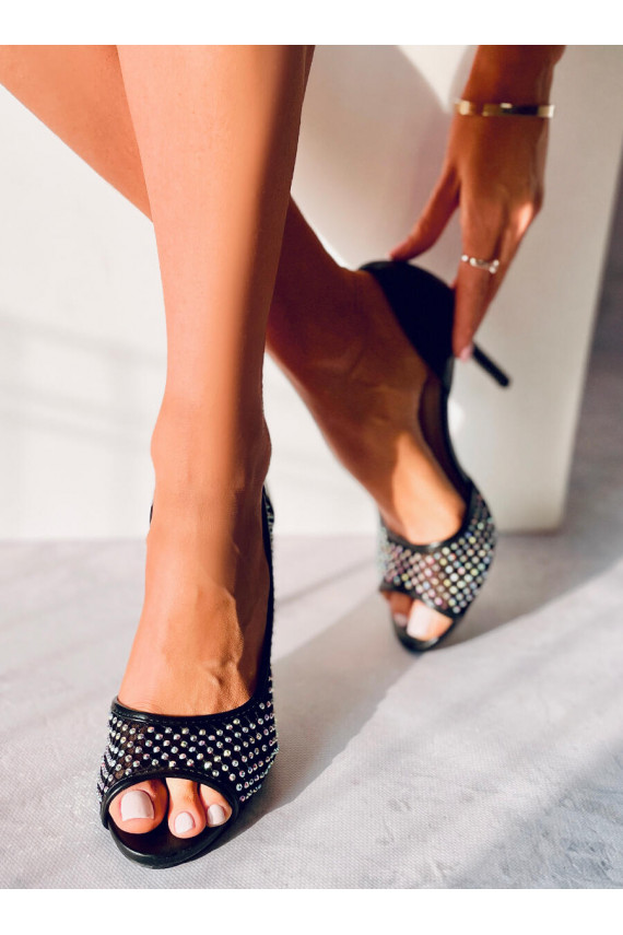 aukštakulniai bateliai open toe GLASS BLACK