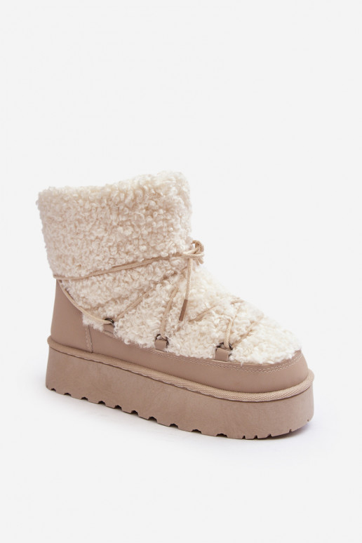 Suvarstomi žieminiai batai   su masyviu padu smėlio spalvos Loso