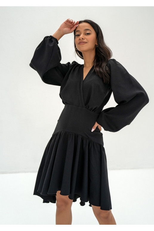 Tilli - Black frilled mini dress