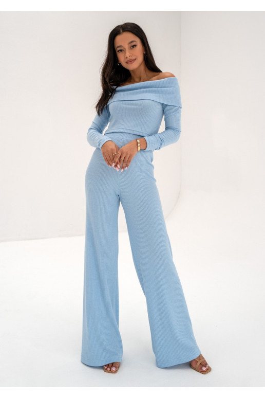 Silky - Light blue knitted trousers
