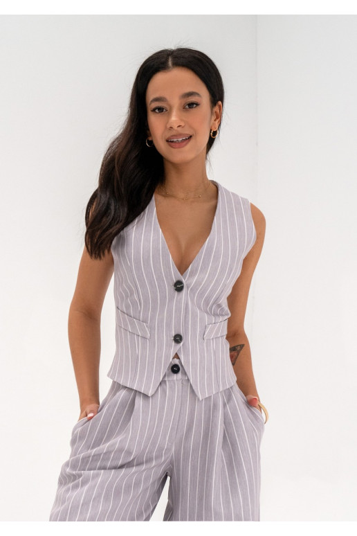 Mocca - Grey striped vest