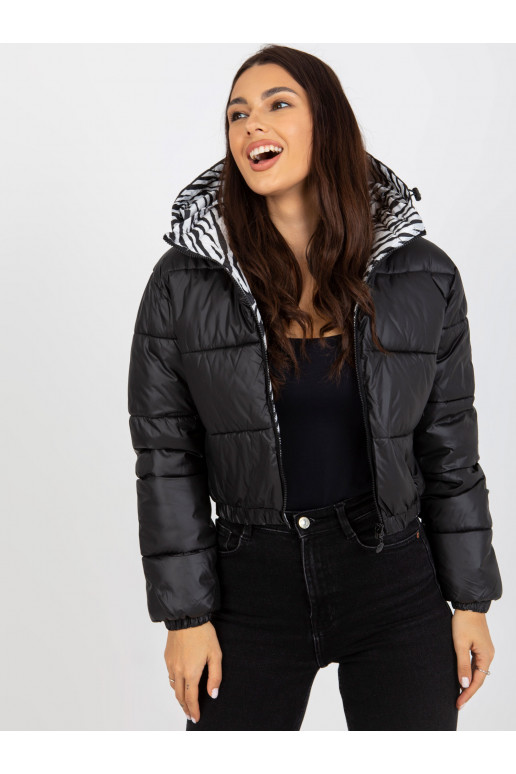 Juoda dvipusė ZEBRA dygsniuota striukė