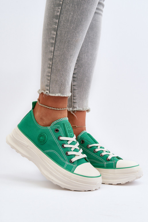 Moteriški batai su madingais masyviais padais Big Star NN274130 žalios spalvos