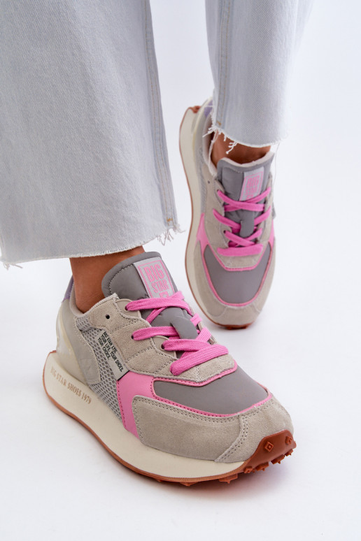 Sneakers modelio batai   su platforma Memory Foam System Big Star NN274680 pilka-rožinės spalvos