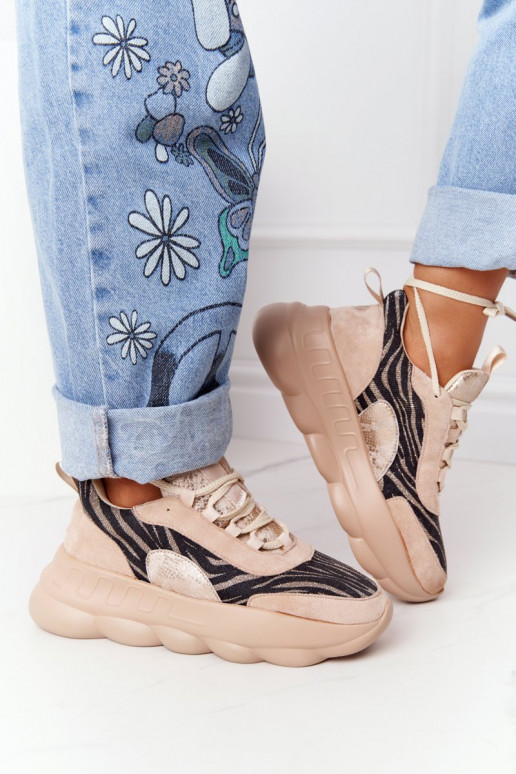   Sportinio stiliaus batai su platforma Lu Boo smėlio spalvos