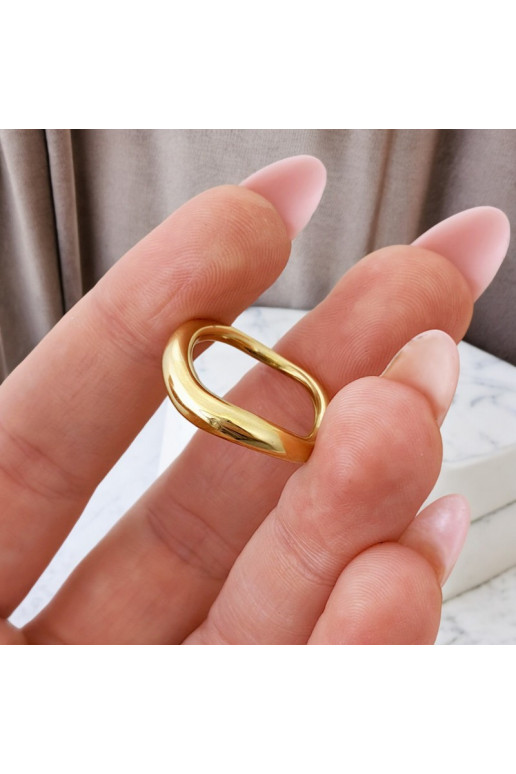 Žiedas  iš nerūdijančio plieno dengta auksu PST924, Žiedo dydis:  US7 - EU14, 