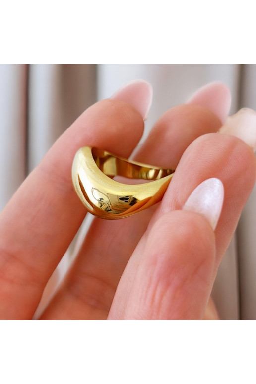 Žiedas  iš nerūdijančio plieno dengta auksu PST926, Žiedo dydis:  US8 - EU17