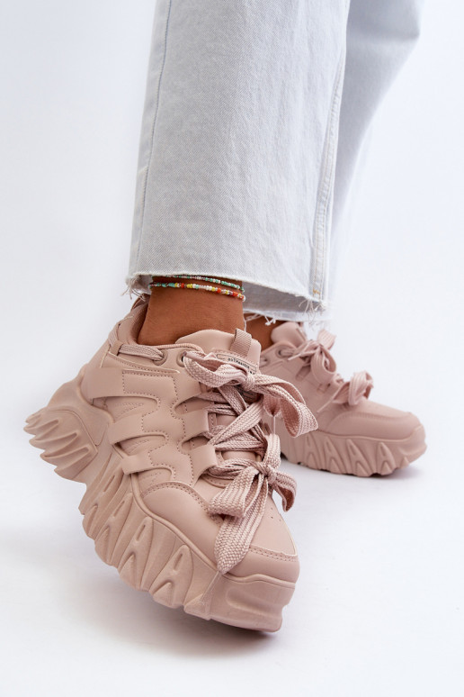 Sneakers modelio batai   su madingais masyviais padais rožinės spalvos Ellerai