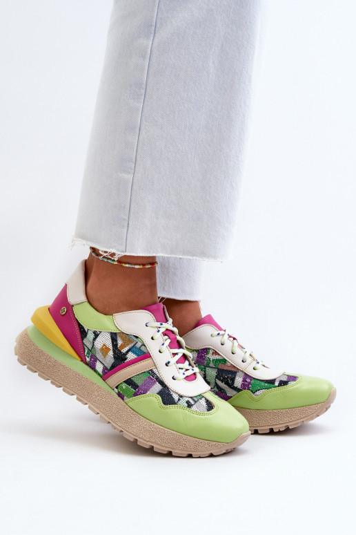 Sneakers modelio batai     su platforma  06322-09 žalios-rožinės spalvos