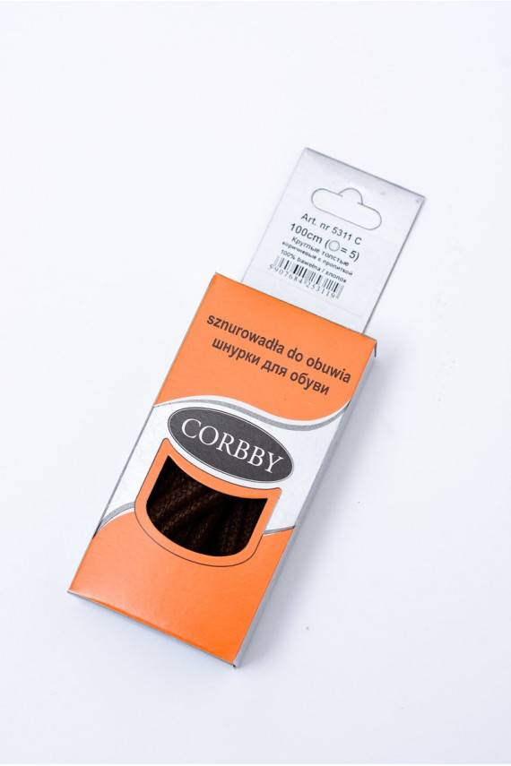 Corbby rudos spalvos Woskowane Grube Sznurowadła
