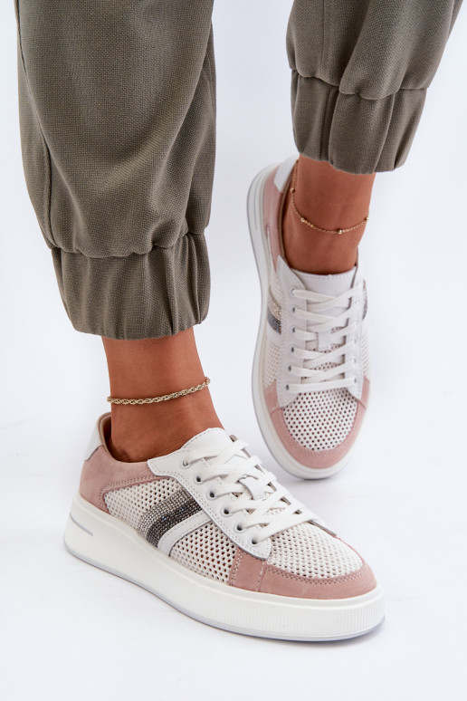 Sneakers modelio batai     D&A LR110 Baltos-rožinės spalvos