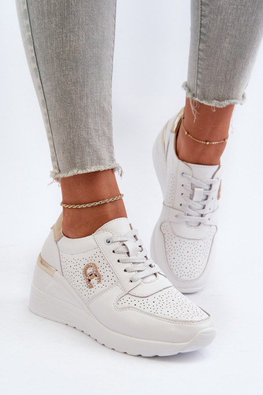   Odiniai Sneakers modelio batai baltos spalvos D&A LR810