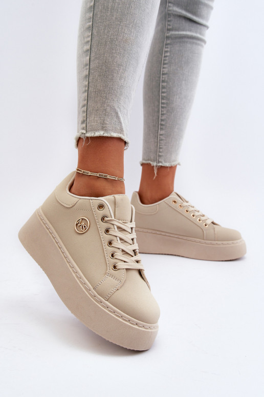 Sneakers modelio batai   su platforma smėlio spalvos Eshen