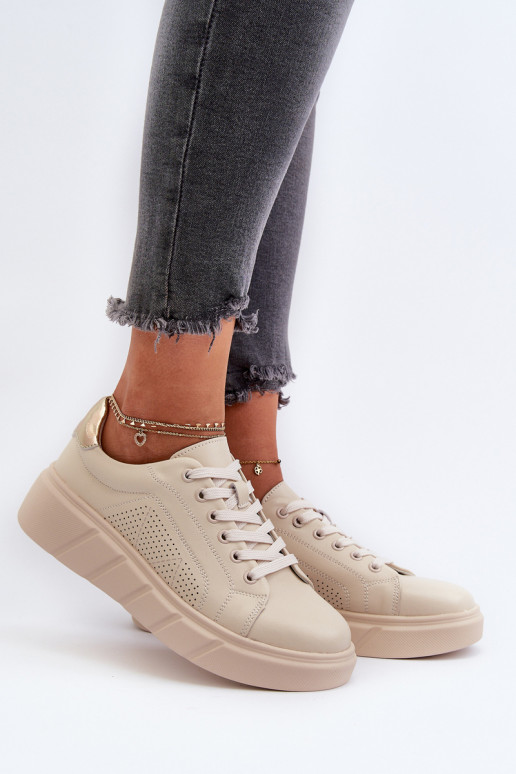    Sneakers modelio batai su platforma smėlio spalvos Gatira