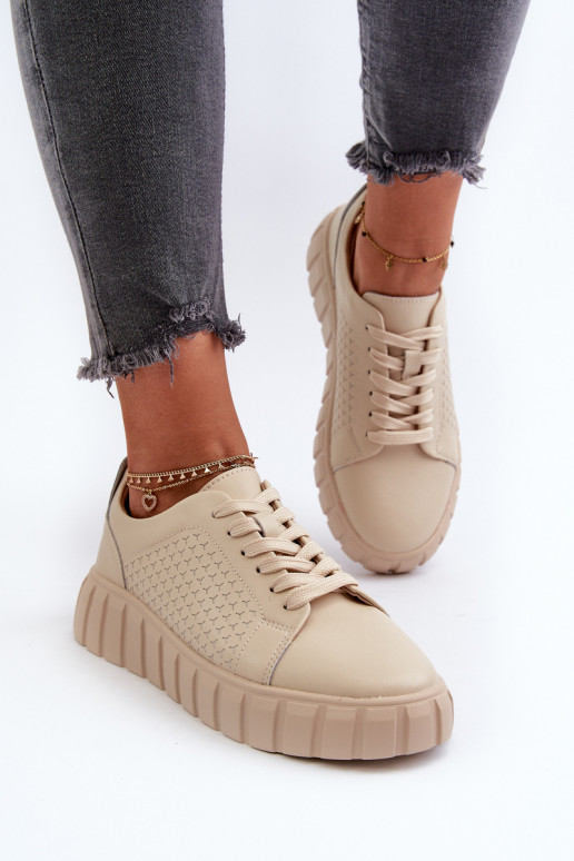   Sneakers modelio batai   su platforma smėlio spalvos Eselmarie