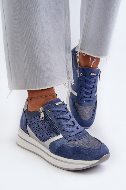 Sneakers modelio batai   su platforma su ažūro elementais  INBLU IN000372 mėlynos spalvos