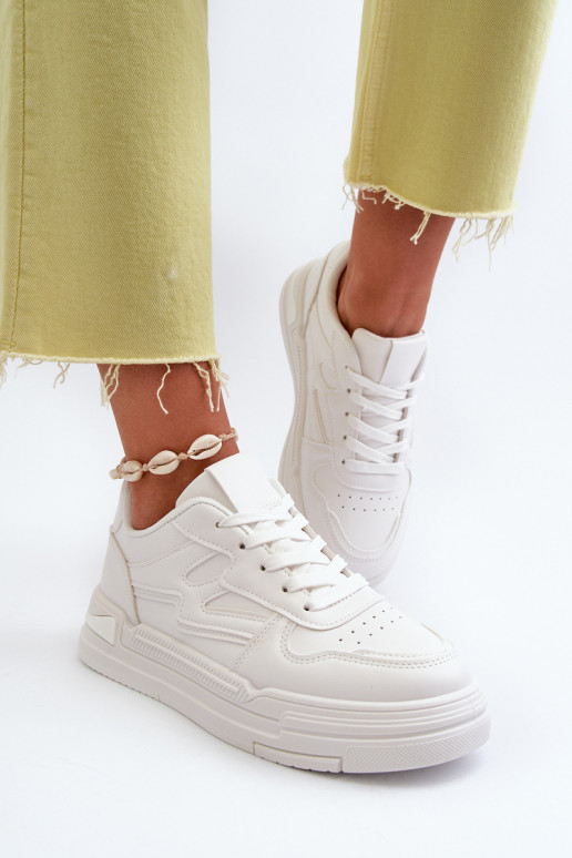 Sneakers modelio batai   su platforma iš eko odos baltos spalvos Lynnette