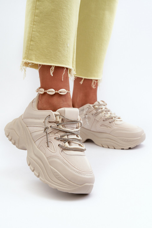 Sneakers modelio batai   su madingais masyviais padais  m smėlio spalvos Relissa